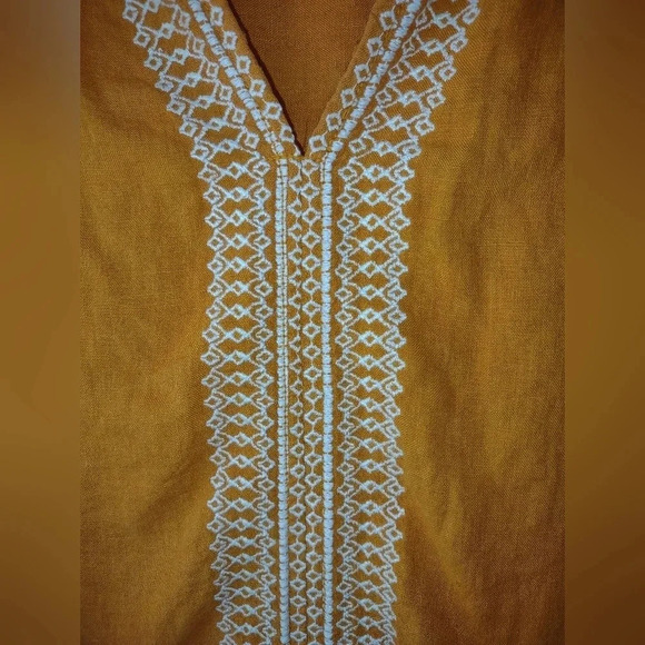 House of Harlow 100% linen top size XS orange yellow embroidered cap sle… boho - Picture 3 of 6